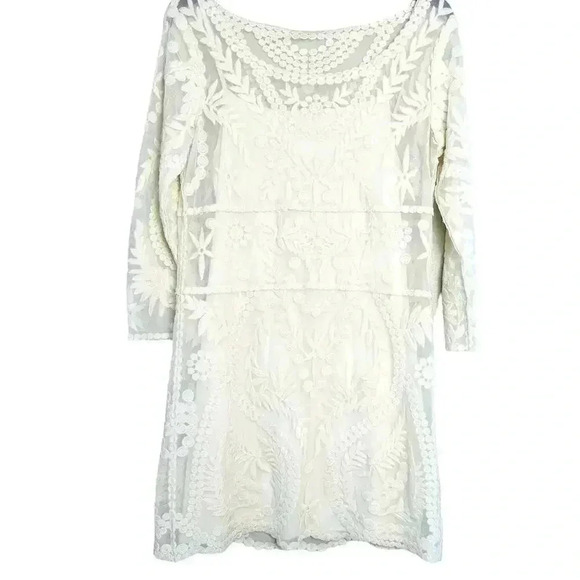 EXPRESS Lace Shift Dress with Slip Cream Color Size M - Picture 2 of 10